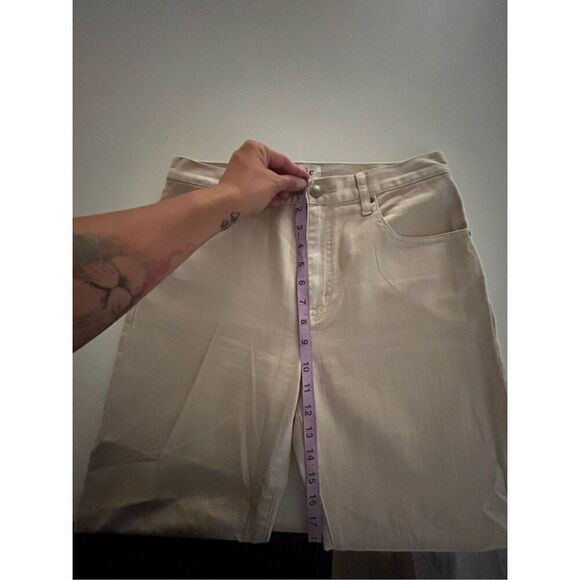 Joie Stretch Flat Front Relaxed Fit Bootcut Jeans Beige Denim Light Wash Size 6 - Picture 13 of 14